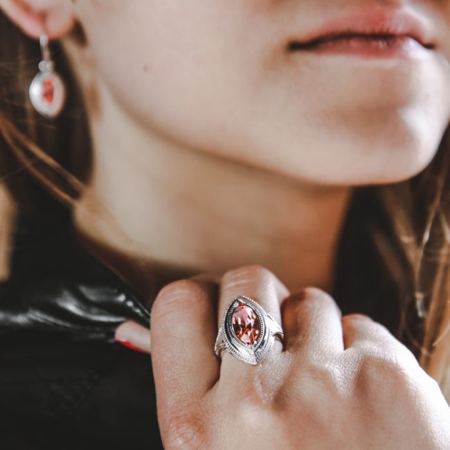 Silver ring with Swarovski crystal PK 1892