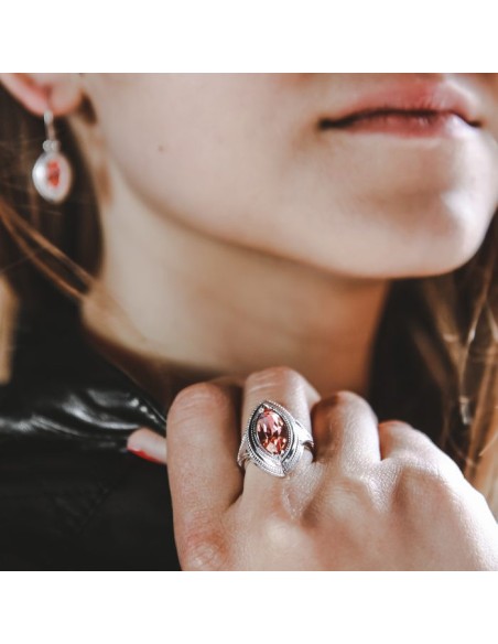 Srebrny pierścionek z kryształem Swarovskiego PK 1892|Polcaratdesign.pl Biżuteria