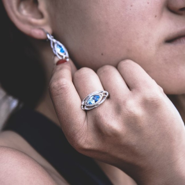 Silver ring with Swarovski crystal PK 1901