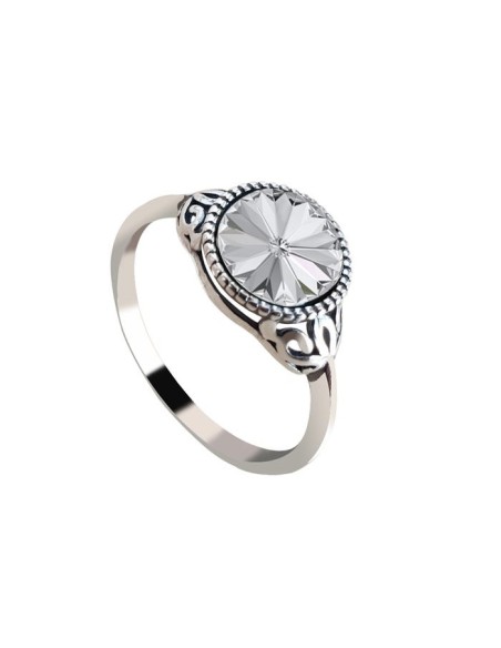 Pierścionek srebrny oksydowany Swarovski Elements PK 2067|Polcaratdesign.pl Biżuteria