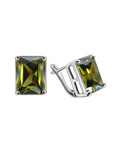K3 742 Olive Zirconia Silver Earrings