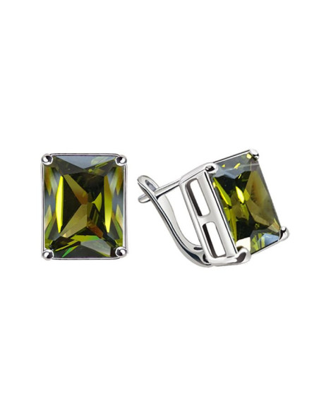 K3 742 Olive Zirconia Silver Earrings