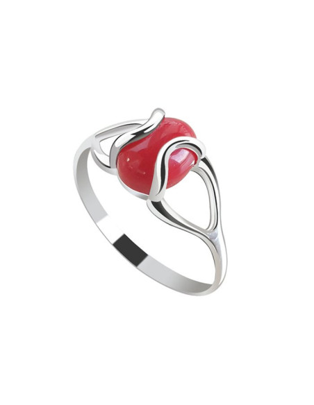 Pierścionek srebrny zdobiony Koralem PK 1626 Koral|Polcaratdesign.pl Biżuteria