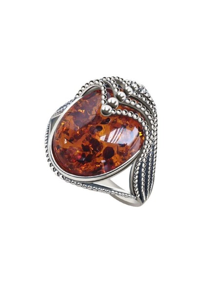 Silver ring with amber PK 1703 Polcarat Design