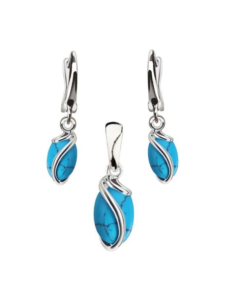 Srebrny komplet z Turkusami KPL 1663 Turkus