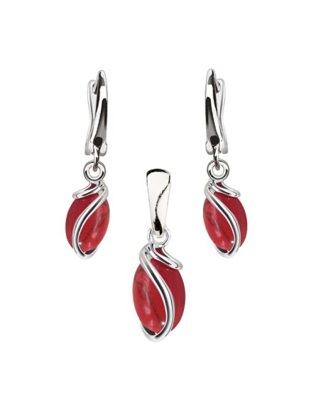 Silver set with beads KPL 1663 Coral