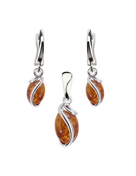 Silver set with amber KPL 1663 Amber