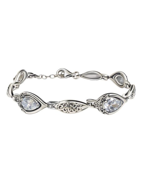 Silver oxidized bracelet zircons L 2030