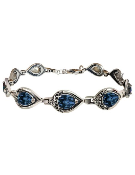 Srebrna oksydowana bransoletka z kryształami Swarovski L 2030|Polcaratdesign.pl Biżuteria