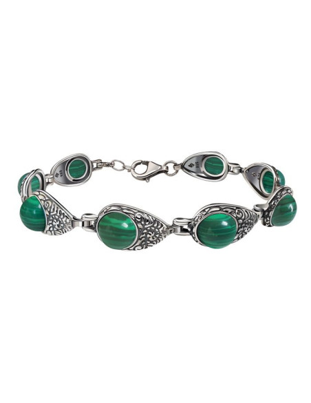 Silver bracelet with malachites L 2080 Polcarat Design Silver bracelet with malachites L 2080 Polcarat Design
