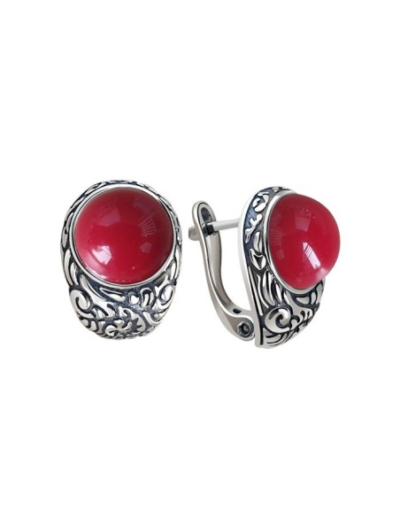 Silver earrings with corals K3 2080 Coral