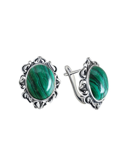 Silver Malachite Earrings