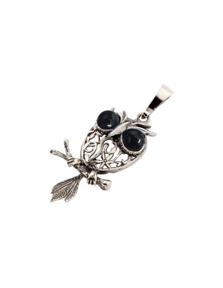 Silver pendant decorated with onyx in 1669 owl