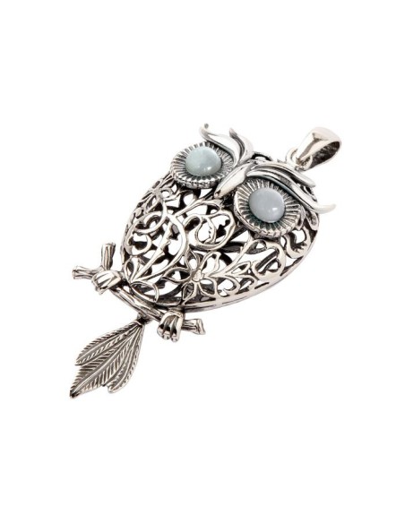 Silver pendant with cat's eye OWL W 1669