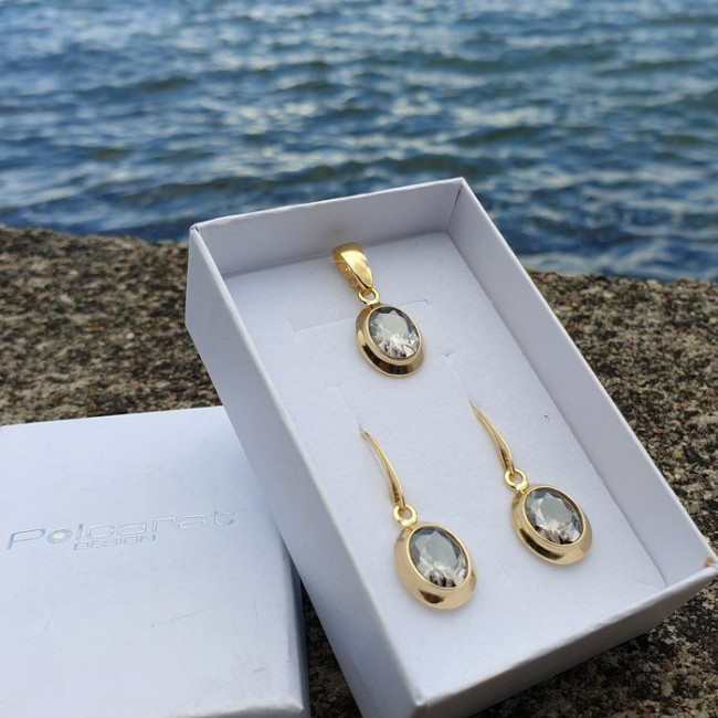 Pozłacany wisiorek zdobiony kryształem W 2109|Polcaratdesign.pl Biżuteria