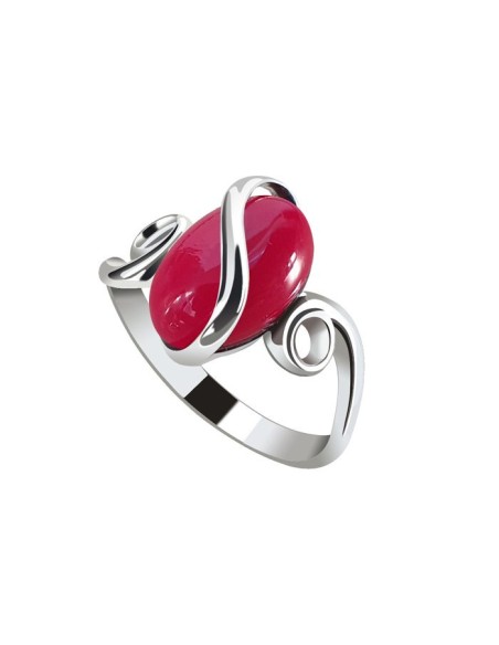 Silver ring with coral directly from the jewelry manufacturer. Polcarat Design.
