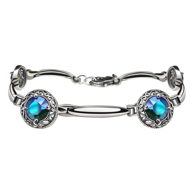 Silver bracelet decorated with crystals L 2111 Polcarat Design