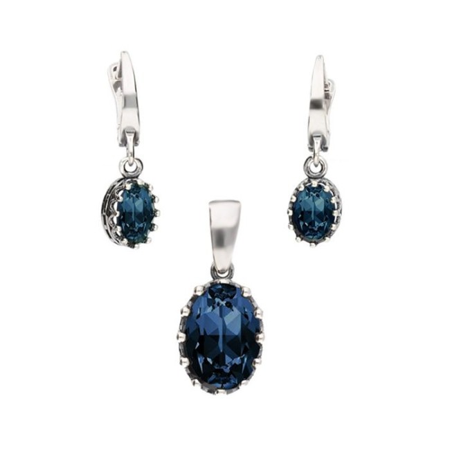 Silver pendant oxidized crystal W 2005