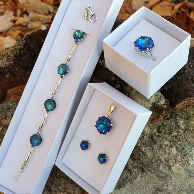 K 2112 Silver Crystal Earrings - Polcarat Design