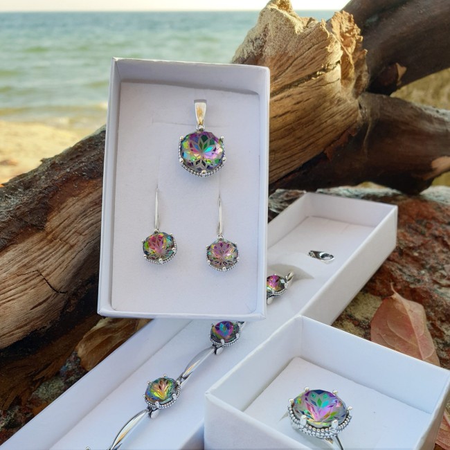 K 2112 Silver Crystal Earrings - Polcarat Design