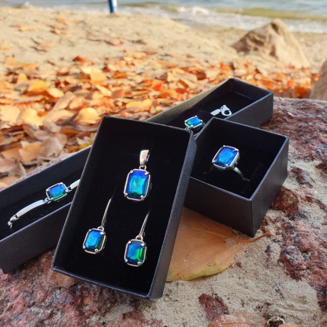 Oxidized Silver Pendant Crystal W 2110 Polcarat Design