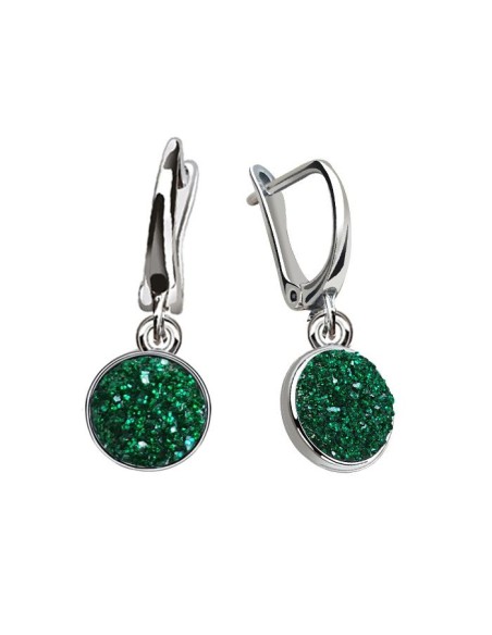 K 2103 Druze Crystal Silver Earrings