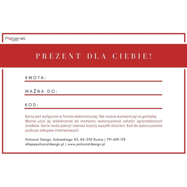 Karta podarunkowa voucher na prezent|Polcaratdesign.pl Biżuteria