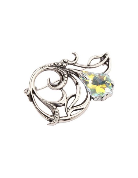 Broszka srebrna Kwiat zdobiona kryształem B 148|Polcaratdesign.pl Biżuteria