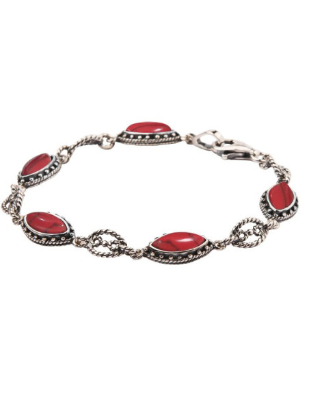 Silver bracelet with corals L 1559 Coral