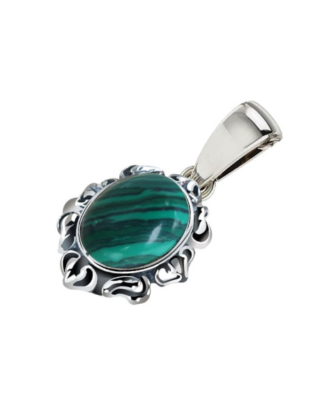 Silver pendant with malachite in 1661 Polcarat Design