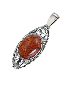 Silver pendant with amber in 3002 Polcarat Design