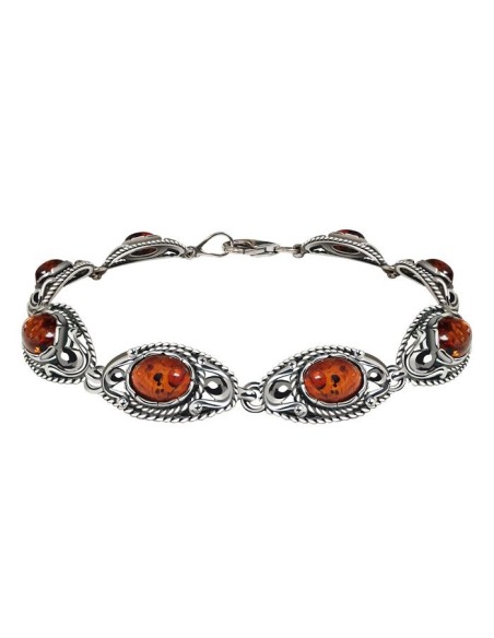 Bransoletka srebrna z bursztynami L 3002 bursztyn|Polcaratdesign.pl Biżuteria