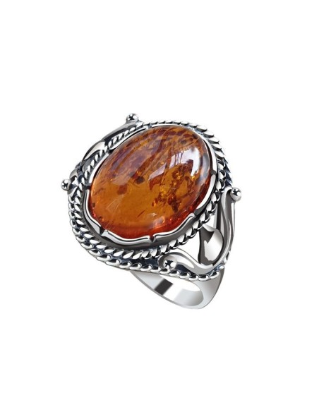 Silver ring with amber PK 3002 Polcarat Design