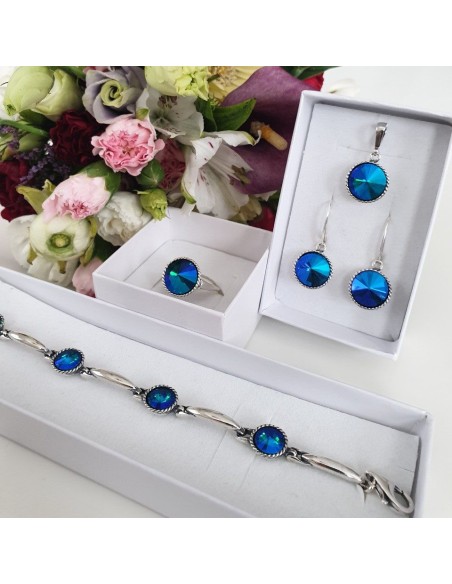 Silver bracelet decorated with crystals L 2106 Polcarat Design