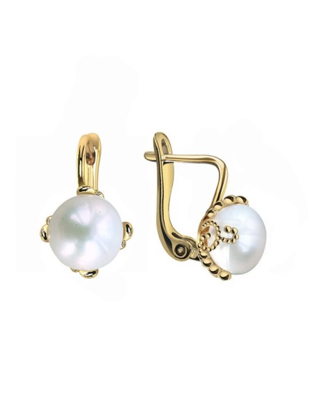 Gold-plated earrings (two layers of gold) decorated with pearls K3 1787 AU