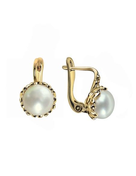 Gold-plated earrings (two layers of gold) decorated with pearls K3 1783 AU