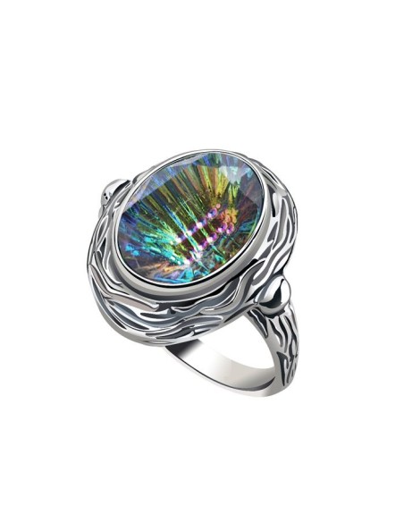 Elegant silver ring with crystal Volcano PK 2117