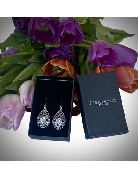 Swarovski K 1809 oxidized silver earrings