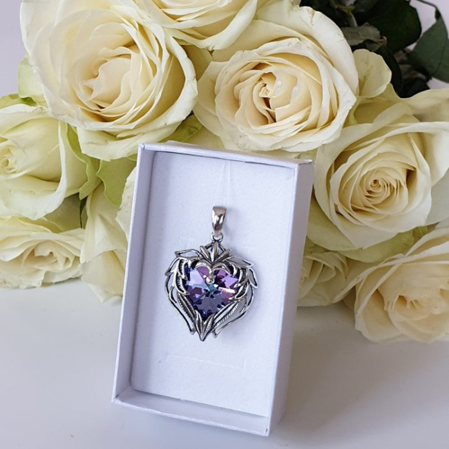 Silver HEART pendant decorated with crystal W 2124 Polcarat Design