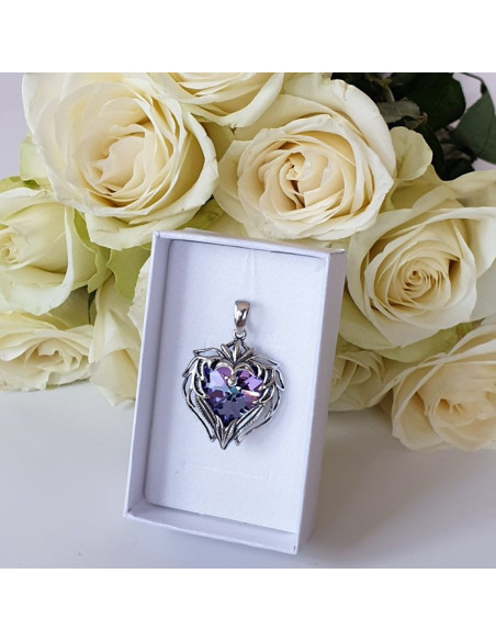 Silver HEART pendant decorated with crystal W 2124 Polcarat Design