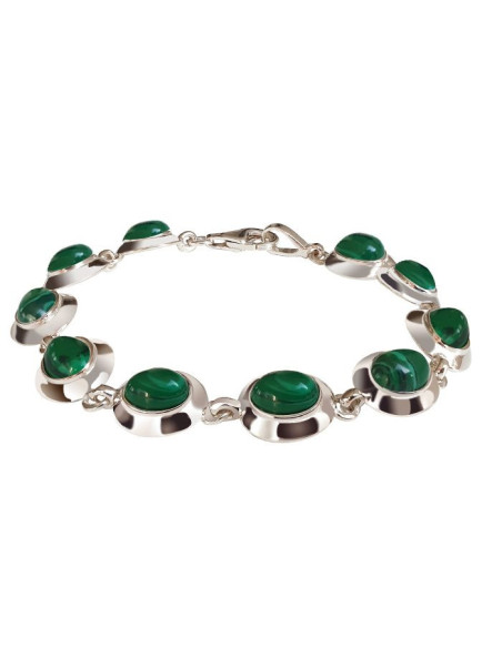 Srebrna bransoletka z malachitami L2 585