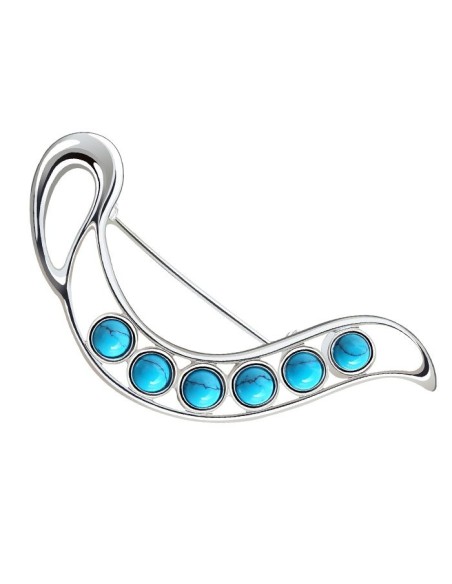 Silver brooch decorated with turquoise B 109 Turquoise