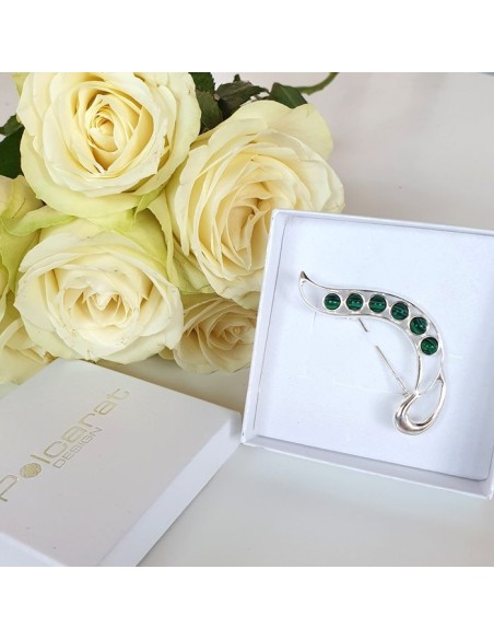 Silver brooch decorated with turquoises B 109 Turquoise Polcarat Design