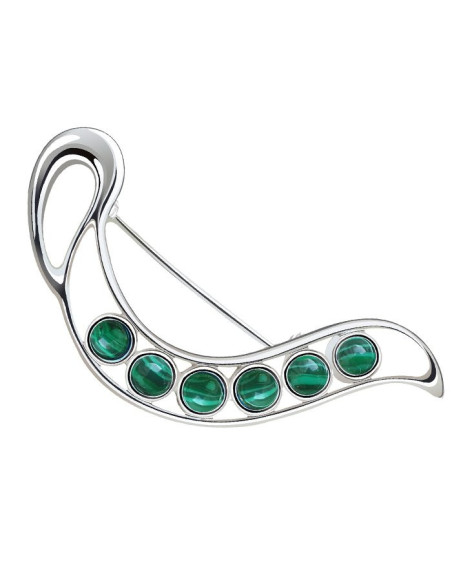 Silver brooch decorated with malachite B 109 malachite Silver brooch decorated with malachite B 109 malachite