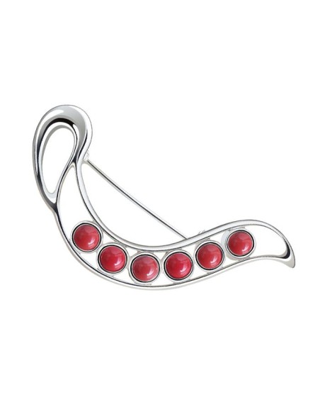 Silver brooch decorated with corals B 109 coral