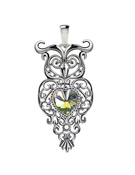 Srebrny wisiorek z kryształem SOWA W 1234|Polcaratdesign.pl Biżuteria