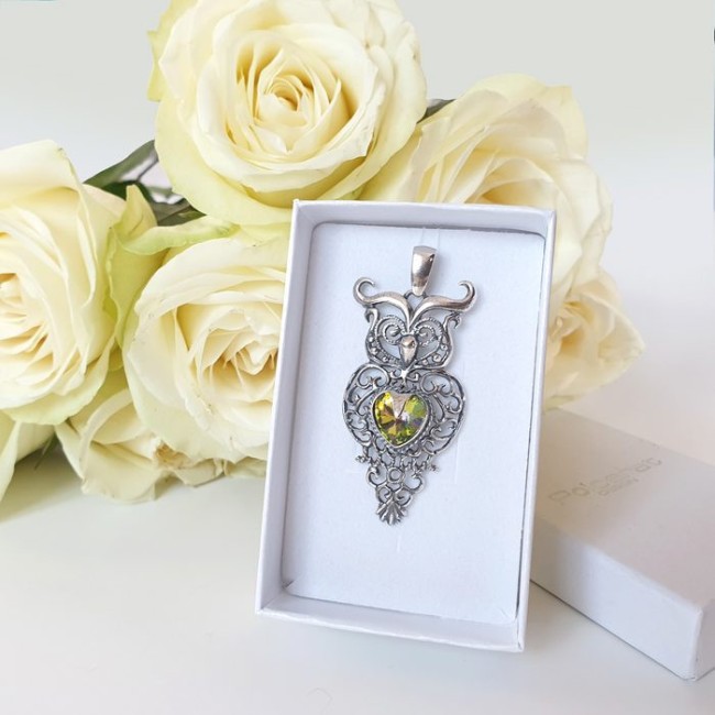 Srebrny wisiorek z kryształem SOWA W 1234|Polcaratdesign.pl Biżuteria