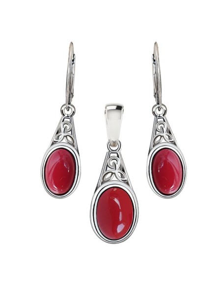Silver set of silver jewelry with corals KPL 2099 Polcarat Design