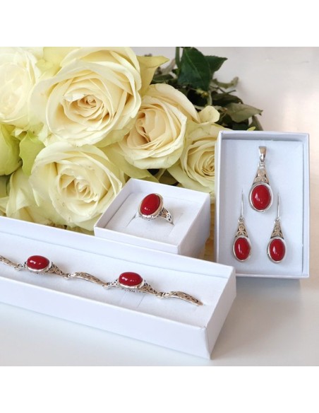 Silver ring decorated with coral PK 2099 coral Silver ring decorated with coral PK 2099 coral