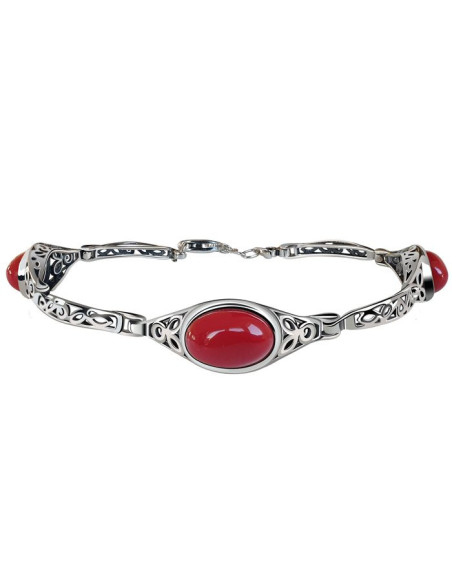 Silver bracelet with coral L 2099 Polcarat Design